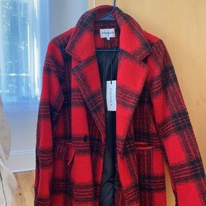 Vigoss Red and Black Buffalo Plaid Coat